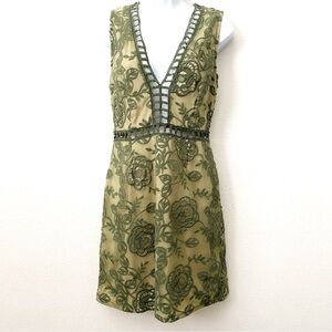 Available by Angela Fashion Women’s Sleeveless V-Neck Embroidered Overlay Dress